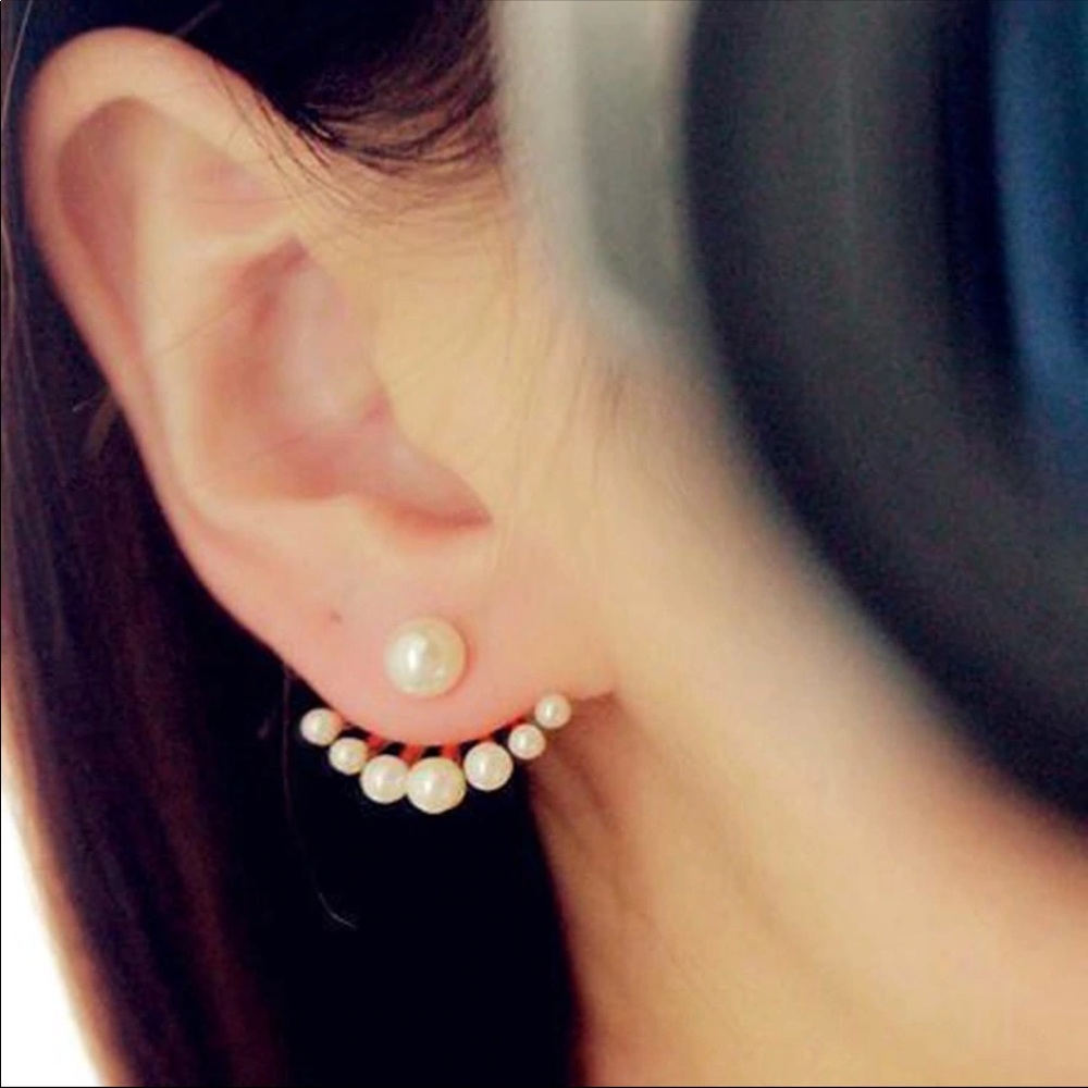 🔴 3/30$ Pearl Like Double Sided Stud Earrings - Picture 2 of 4
